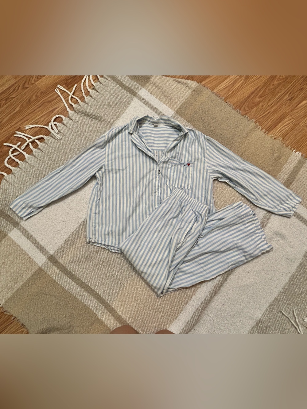 ONLY Old Navy Light Blue & White Striped Pajama Set EUC